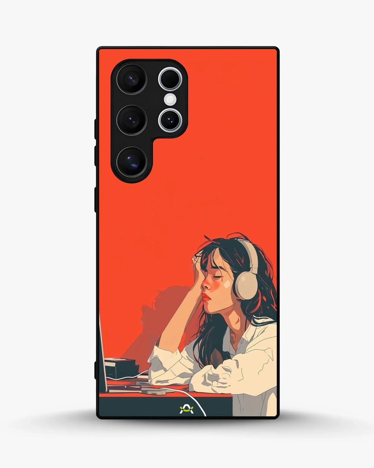 Girl With Headphones Phone Case - Relaxed Orange Art Print for iPhone, Samsung, Pixel, OnePlus & Vivo