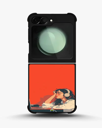 Girl With Headphones Phone Case - Relaxed Orange Art Print for iPhone, Samsung, Pixel, OnePlus & Vivo