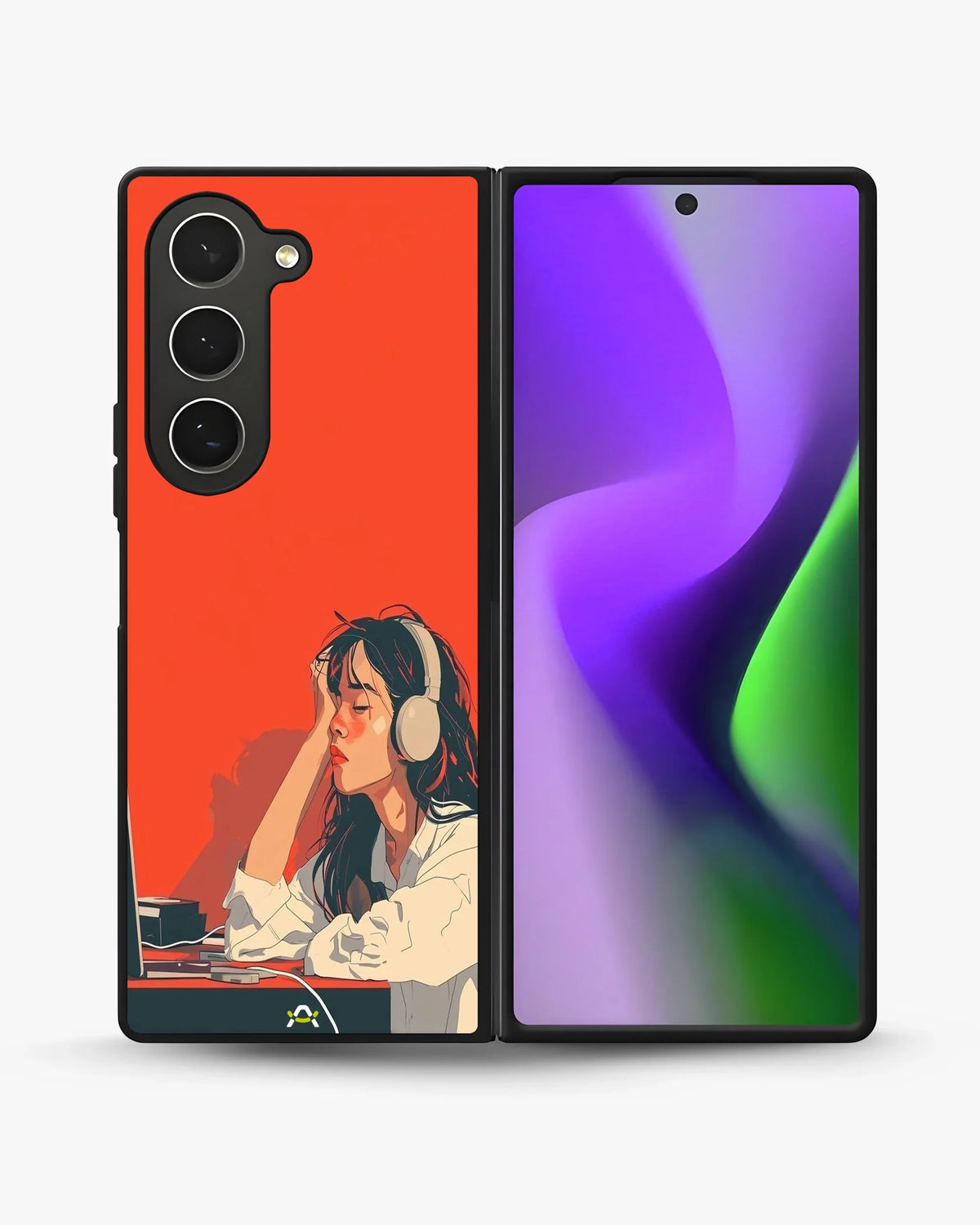 Girl With Headphones Phone Case - Relaxed Orange Art Print for iPhone, Samsung, Pixel, OnePlus & Vivo