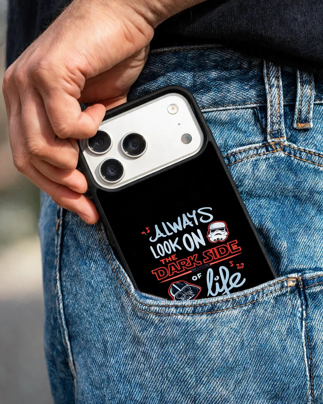 Always Look on the Dark Side Phone Case - Iconic Helmet Typography Print for iPhone, Samsung, Pixel, OnePlus & Vivo