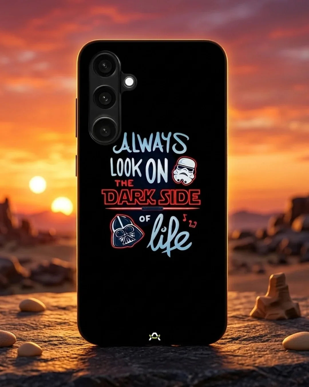 Always Look on the Dark Side Phone Case - Iconic Helmet Typography Print for iPhone, Samsung, Pixel, OnePlus & Vivo