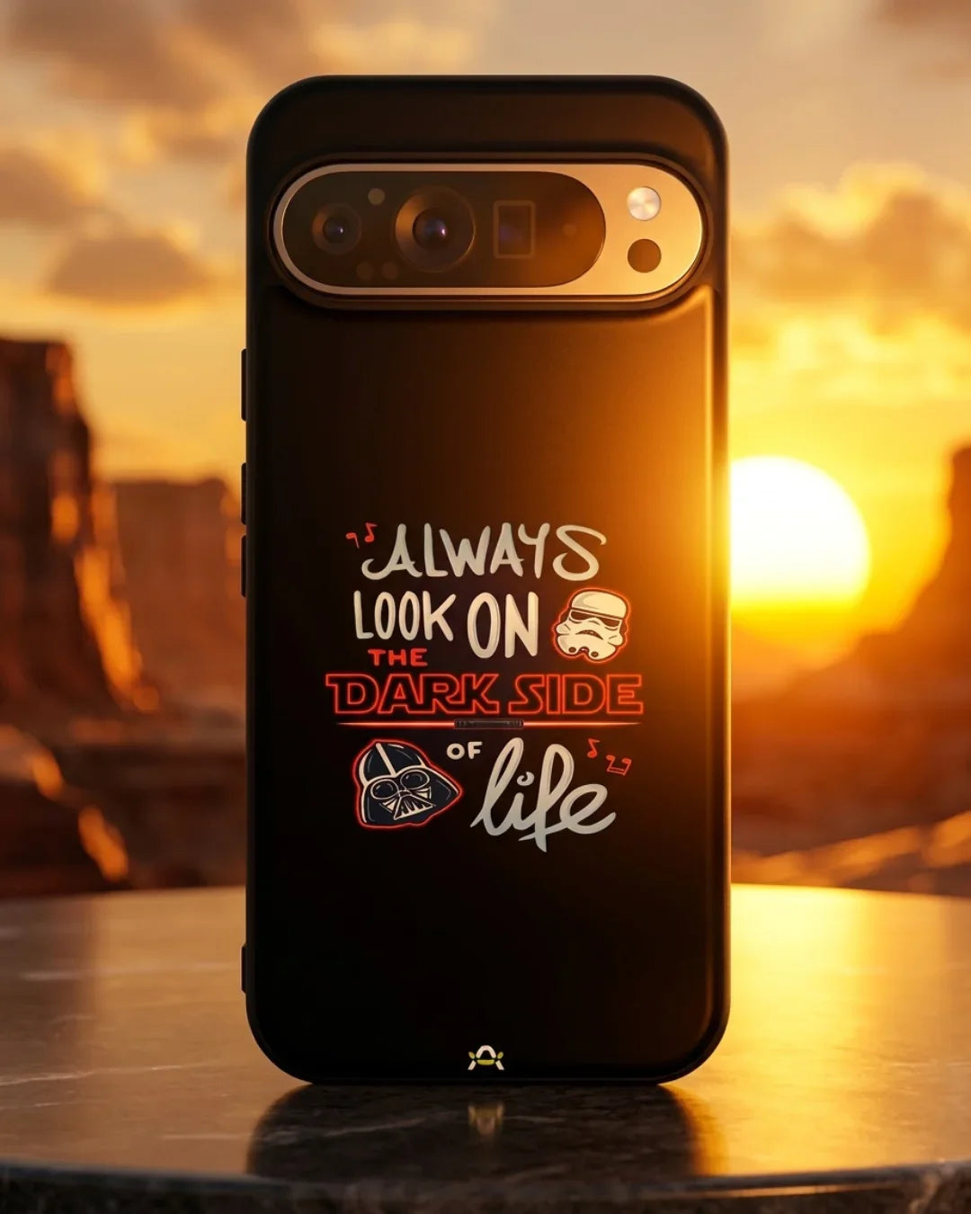 Always Look on the Dark Side Phone Case - Iconic Helmet Typography Print for iPhone, Samsung, Pixel, OnePlus & Vivo
