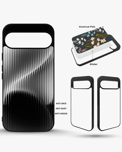 Gradient Stripes Phone Case - Black & Silver Abstract Print for iPhone, Samsung, Pixel, OnePlus & Vivo