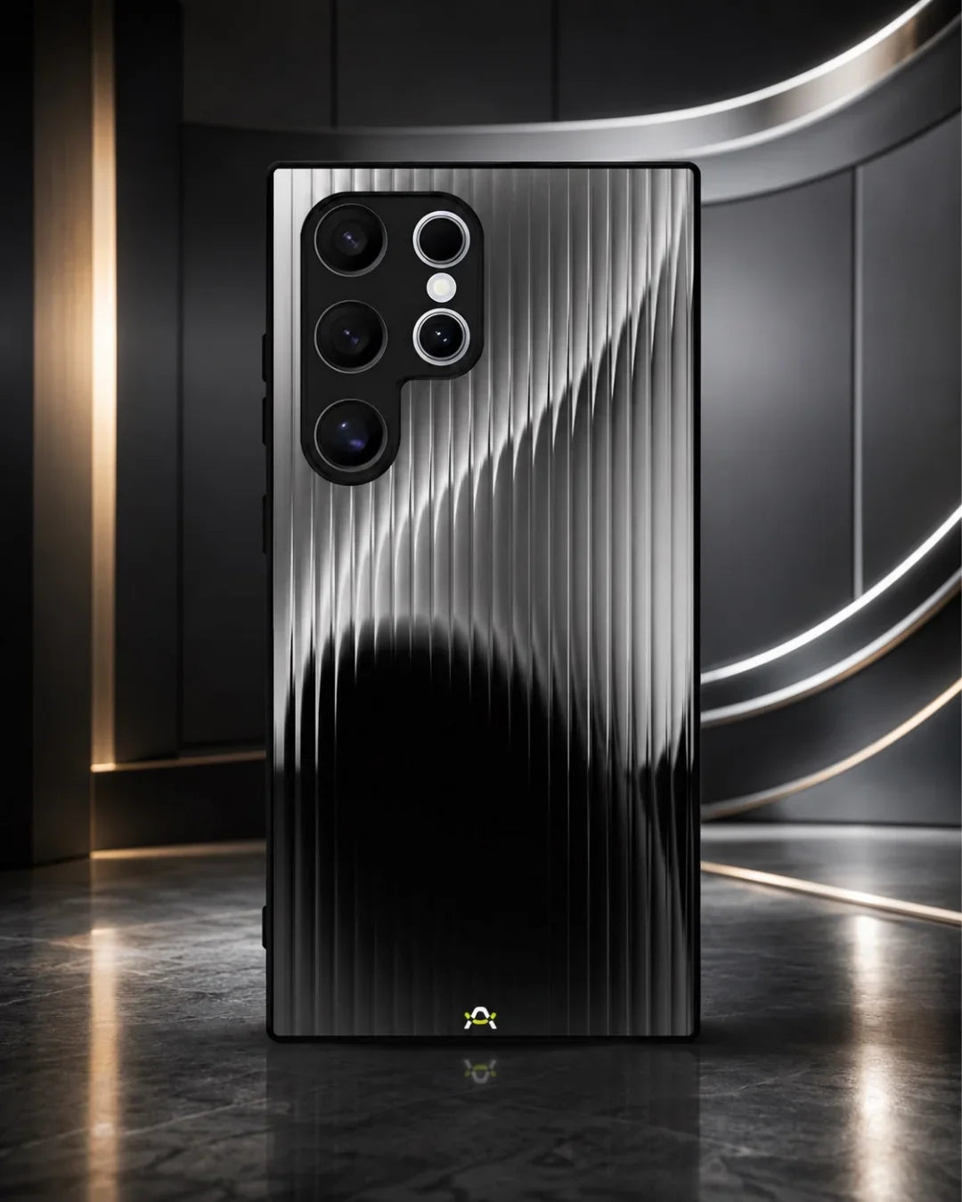 Gradient Stripes Phone Case - Black & Silver Abstract Print for iPhone, Samsung, Pixel, OnePlus & Vivo