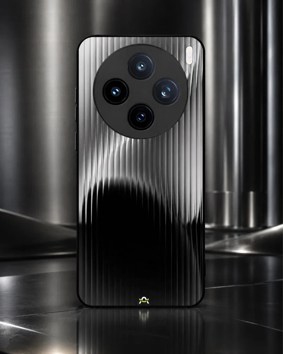 Gradient Stripes Phone Case - Black & Silver Abstract Print for iPhone, Samsung, Pixel, OnePlus & Vivo