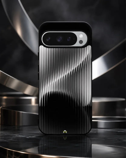 Gradient Stripes Phone Case - Black & Silver Abstract Print for iPhone, Samsung, Pixel, OnePlus & Vivo