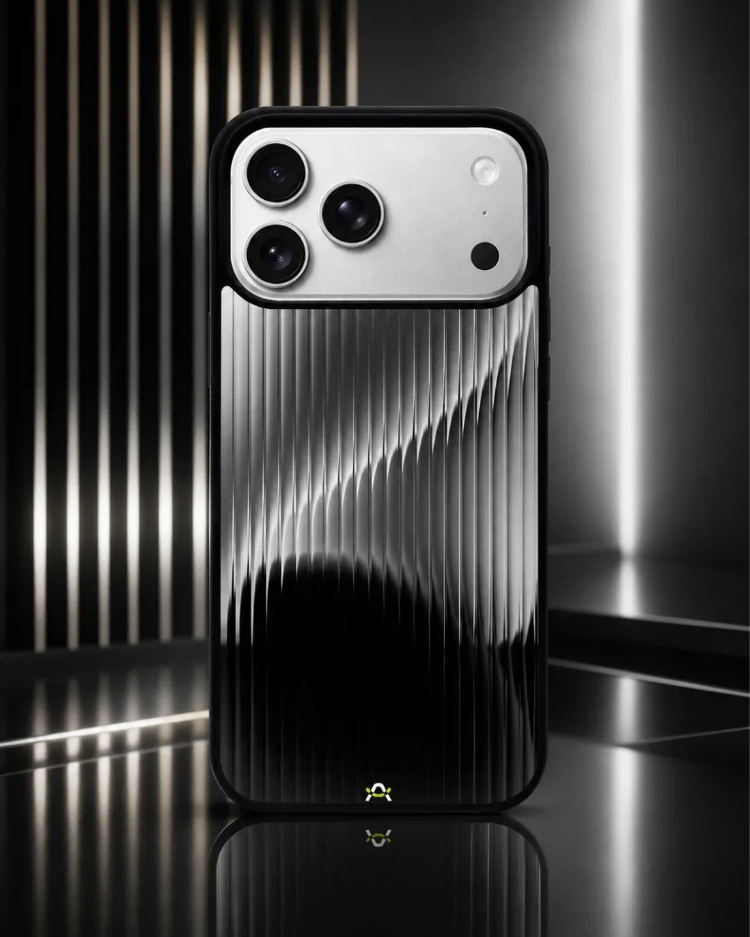 Gradient Stripes Phone Case - Black & Silver Abstract Print for iPhone, Samsung, Pixel, OnePlus & Vivo
