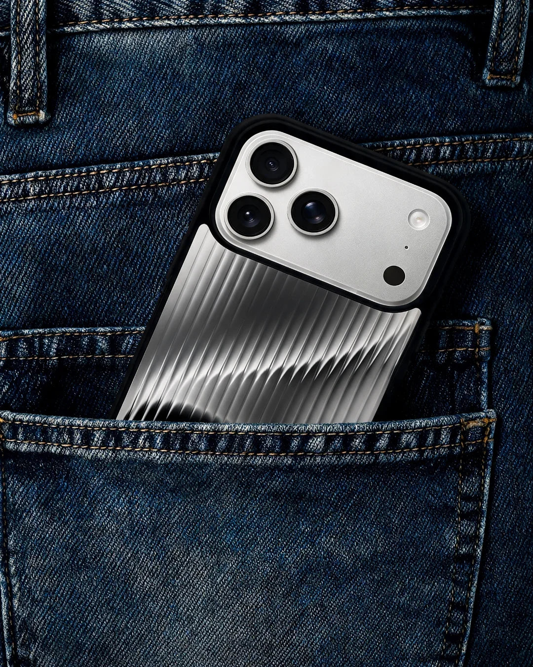 Gradient Stripes Phone Case - Black & Silver Abstract Print for iPhone, Samsung, Pixel, OnePlus & Vivo