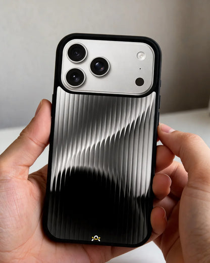 Gradient Stripes Phone Case - Black & Silver Abstract Print for iPhone, Samsung, Pixel, OnePlus & Vivo