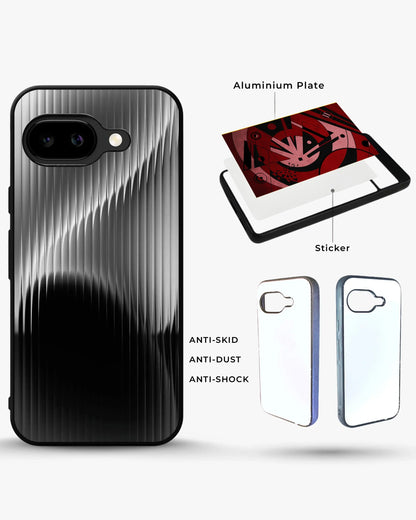 Gradient Stripes Phone Case - Black & Silver Abstract Print for iPhone, Samsung, Pixel, OnePlus & Vivo