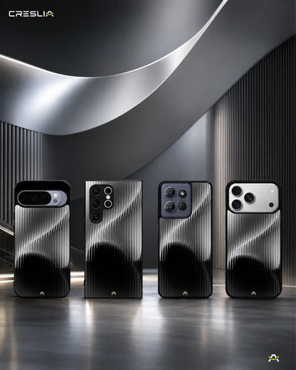 Gradient Stripes Phone Case - Black & Silver Abstract Print for iPhone, Samsung, Pixel, OnePlus & Vivo