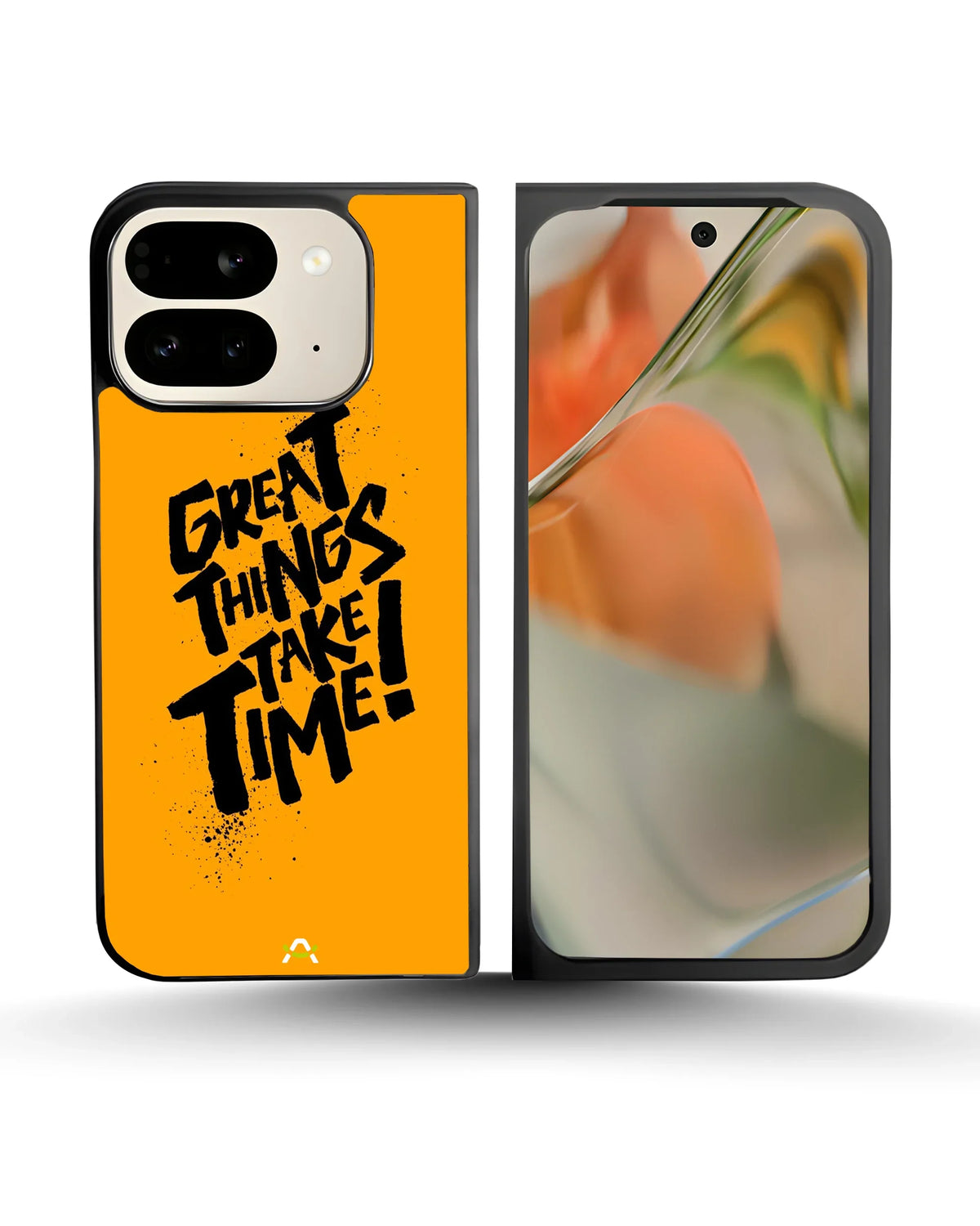 Great Things Take Time Phone Case - Bold Orange Typography for iPhone, Samsung, Pixel, OnePlus & Vivo