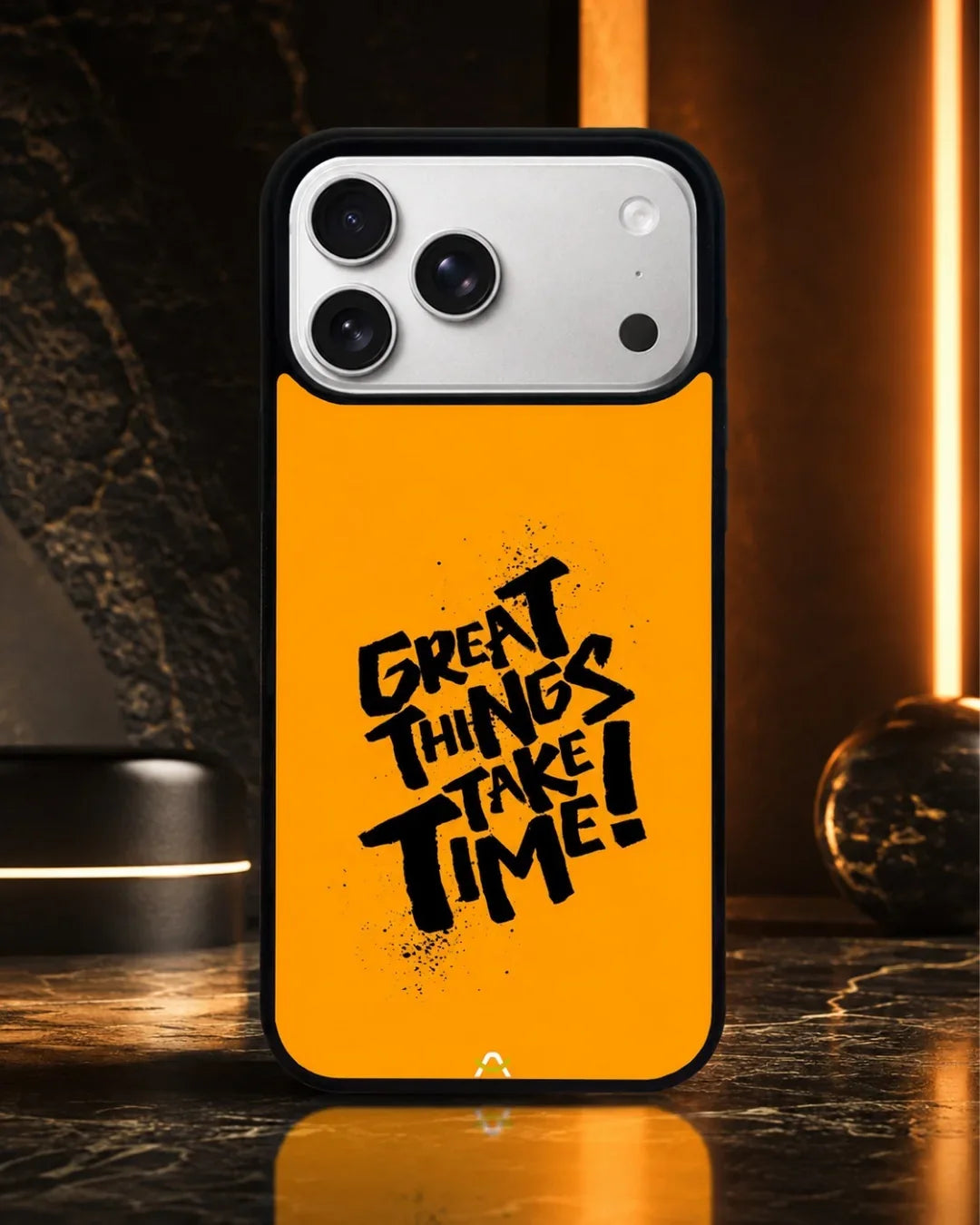 Great Things Take Time Phone Case - Bold Orange Typography for iPhone, Samsung, Pixel, OnePlus & Vivo