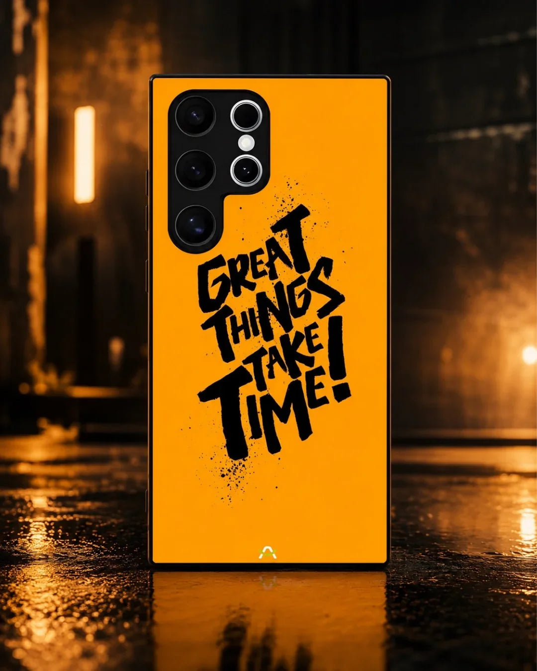 Great Things Take Time Phone Case - Bold Orange Typography for iPhone, Samsung, Pixel, OnePlus & Vivo