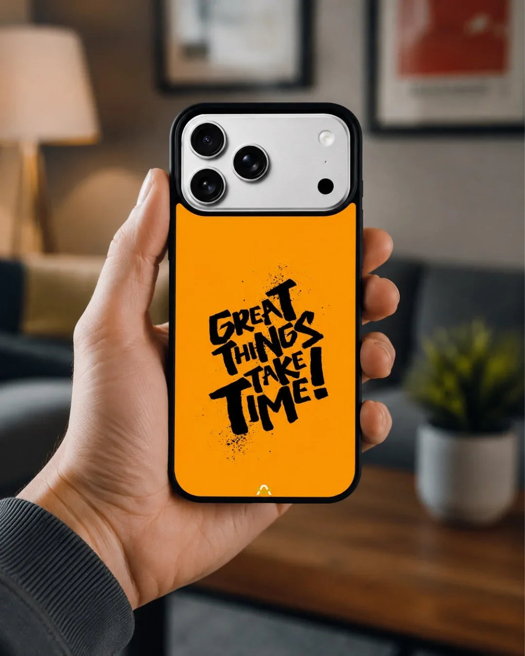 Great Things Take Time Phone Case - Bold Orange Typography for iPhone, Samsung, Pixel, OnePlus & Vivo