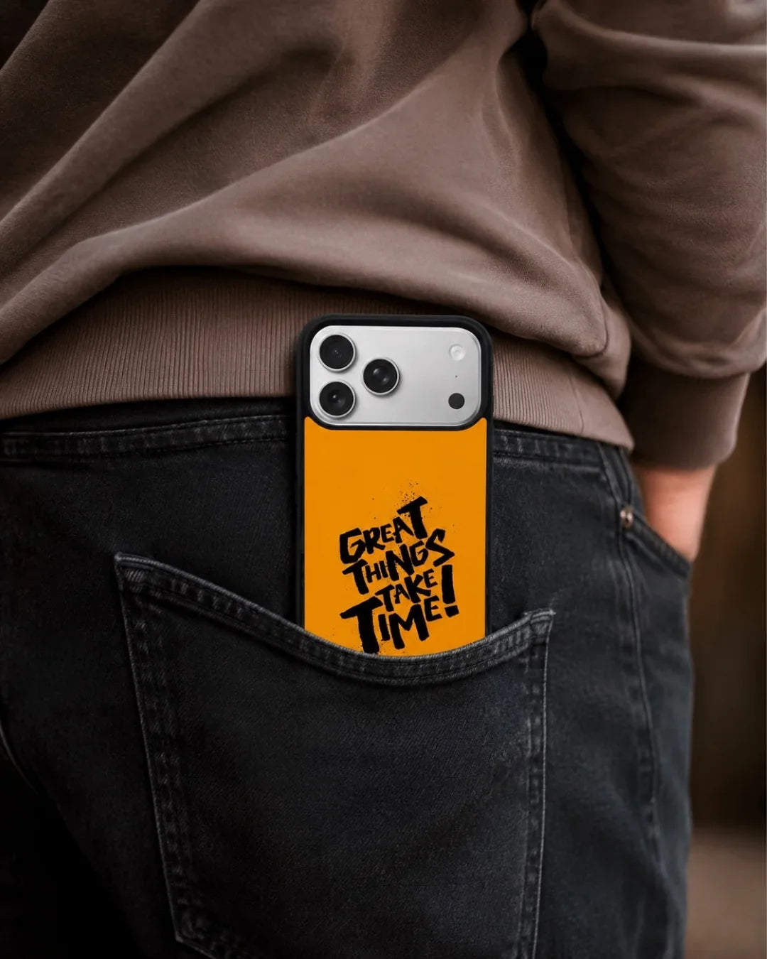 Great Things Take Time Phone Case - Bold Orange Typography for iPhone, Samsung, Pixel, OnePlus & Vivo