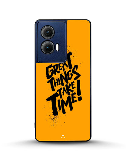Great Things Take Time Phone Case - Bold Orange Typography for iPhone, Samsung, Pixel, OnePlus & Vivo