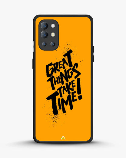 Great Things Take Time Phone Case - Bold Orange Typography for iPhone, Samsung, Pixel, OnePlus & Vivo