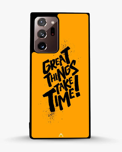Great Things Take Time Phone Case - Bold Orange Typography for iPhone, Samsung, Pixel, OnePlus & Vivo