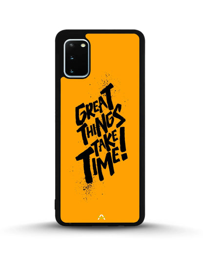 Great Things Take Time Phone Case - Bold Orange Typography for iPhone, Samsung, Pixel, OnePlus & Vivo