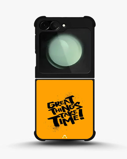 Great Things Take Time Phone Case - Bold Orange Typography for iPhone, Samsung, Pixel, OnePlus & Vivo