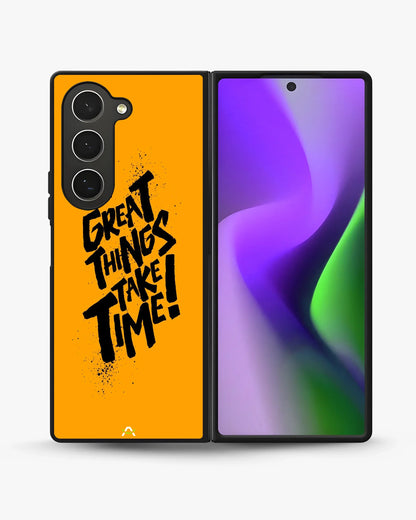 Great Things Take Time Phone Case - Bold Orange Typography for iPhone, Samsung, Pixel, OnePlus & Vivo