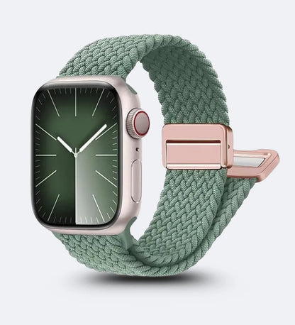 Magnetic Buckle Braided Loop Band for Apple Watch - Green Nylon Strap