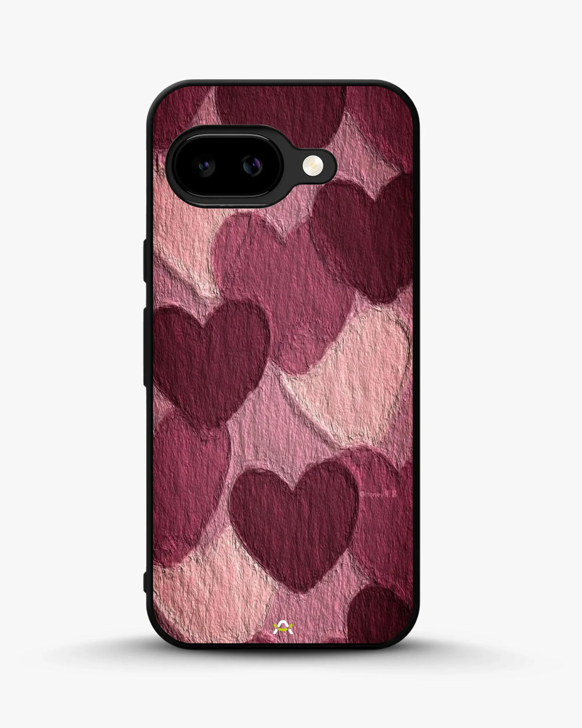 Hearts Pattern Phone Case - Textured Burgundy & Pink Print for iPhone, Samsung, Pixel, OnePlus & Vivo