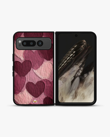 Hearts Pattern Phone Case - Textured Burgundy & Pink Print for iPhone, Samsung, Pixel, OnePlus & Vivo