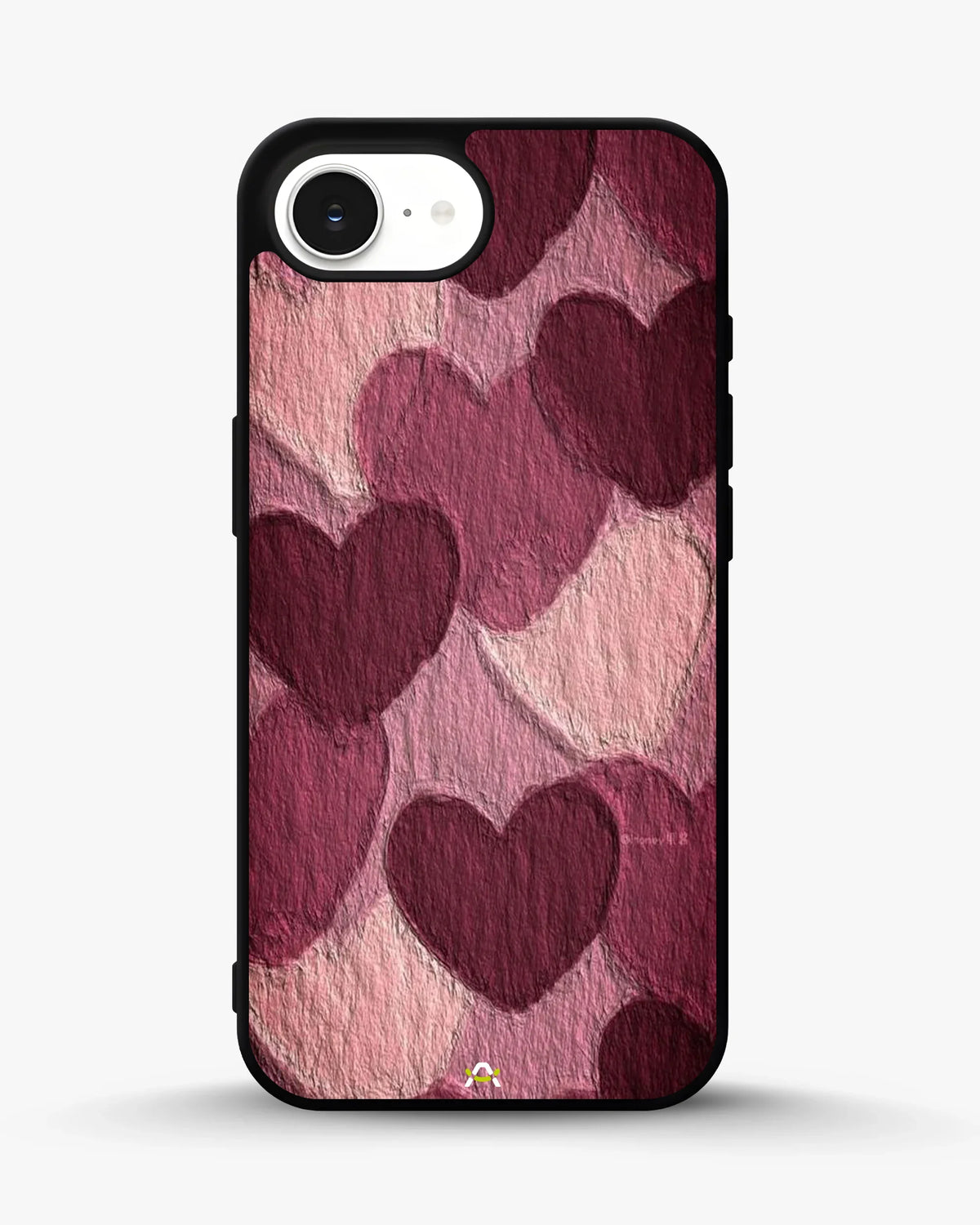 Hearts Pattern Phone Case - Textured Burgundy & Pink Print for iPhone, Samsung, Pixel, OnePlus & Vivo