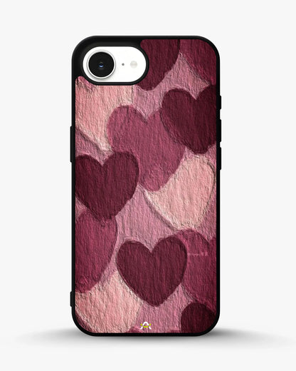 Hearts Pattern Phone Case - Textured Burgundy & Pink Print for iPhone, Samsung, Pixel, OnePlus & Vivo