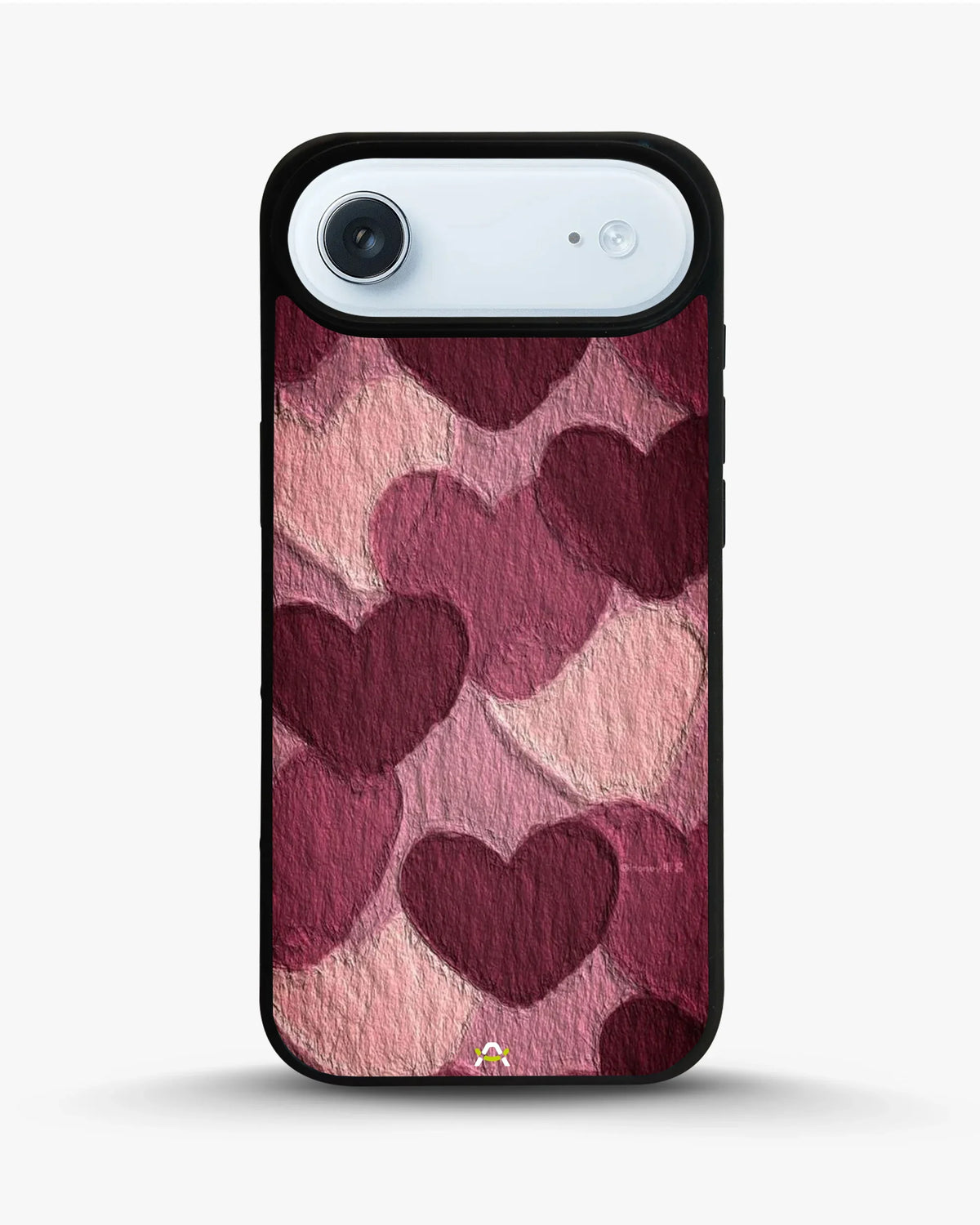 Hearts Pattern Phone Case - Textured Burgundy & Pink Print for iPhone, Samsung, Pixel, OnePlus & Vivo