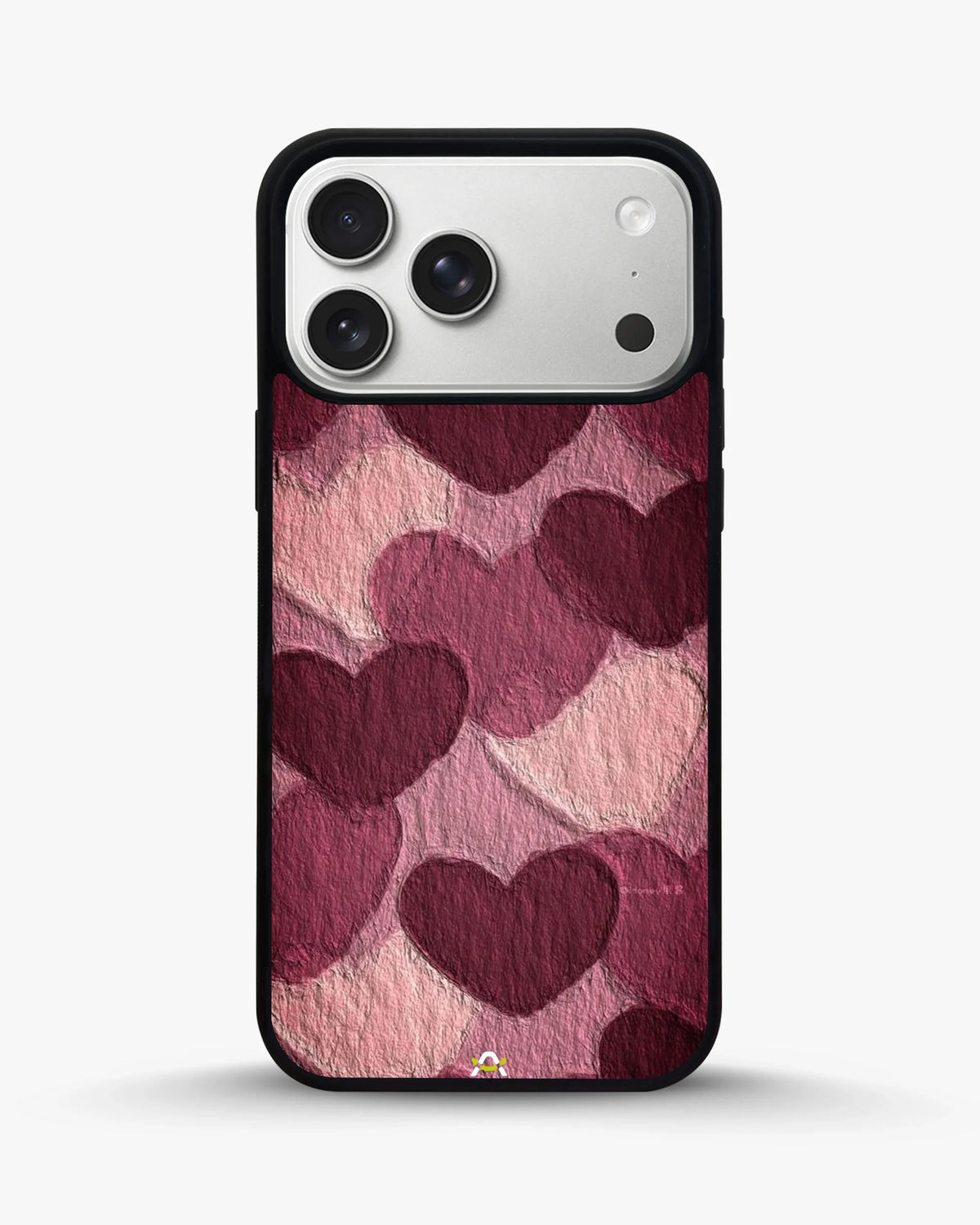 Hearts Pattern Phone Case - Textured Burgundy & Pink Print for iPhone, Samsung, Pixel, OnePlus & Vivo