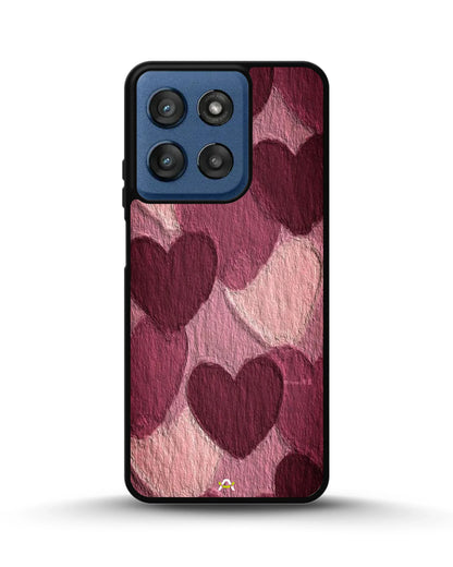 Hearts Pattern Phone Case - Textured Burgundy & Pink Print for iPhone, Samsung, Pixel, OnePlus & Vivo
