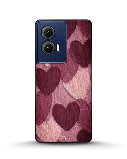 Hearts Pattern Phone Case - Textured Burgundy & Pink Print for iPhone, Samsung, Pixel, OnePlus & Vivo