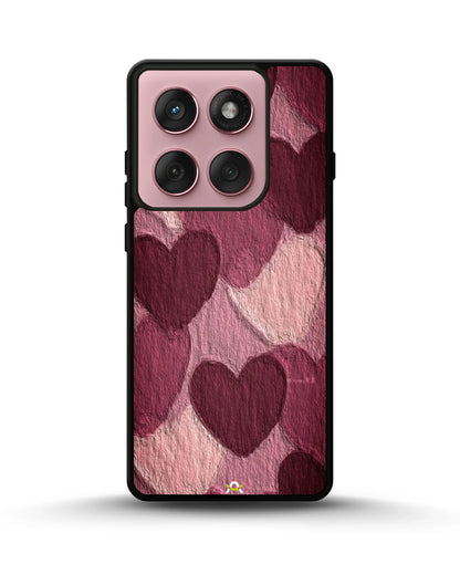 Hearts Pattern Phone Case - Textured Burgundy & Pink Print for iPhone, Samsung, Pixel, OnePlus & Vivo