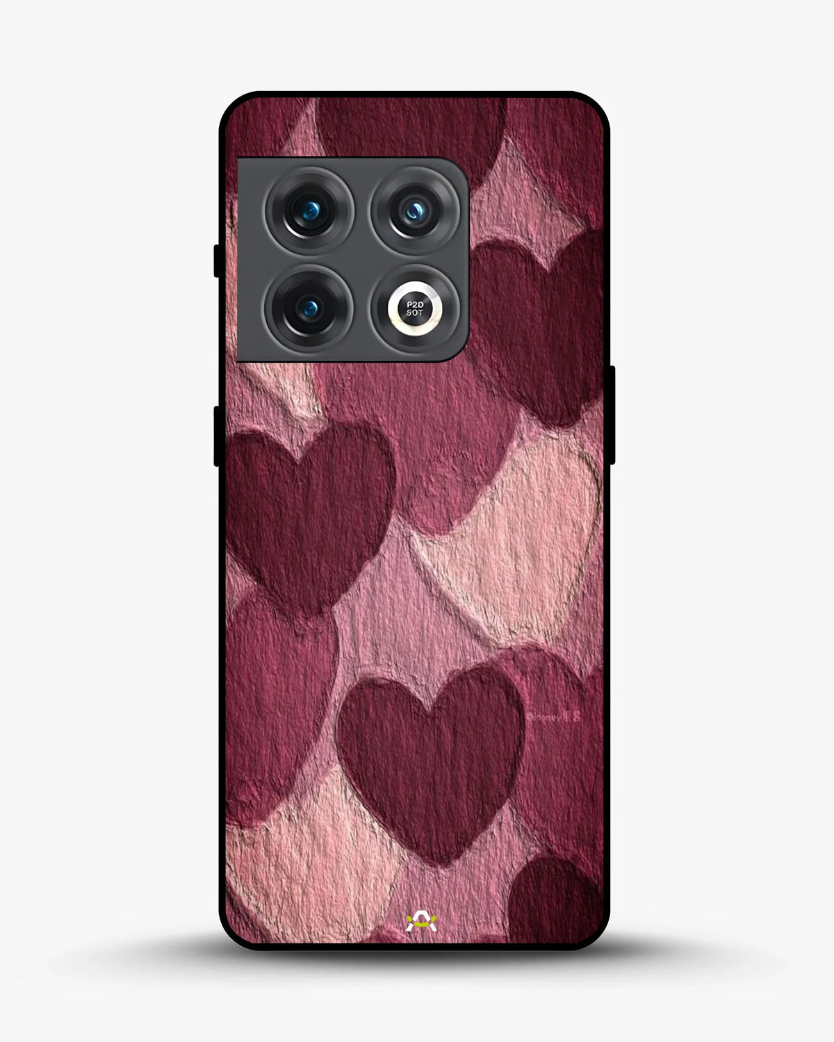 Hearts Pattern Phone Case - Textured Burgundy & Pink Print for iPhone, Samsung, Pixel, OnePlus & Vivo