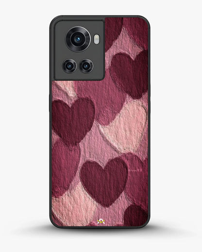 Hearts Pattern Phone Case - Textured Burgundy & Pink Print for iPhone, Samsung, Pixel, OnePlus & Vivo