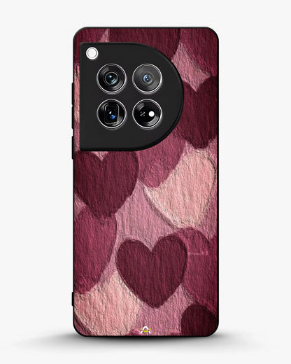 Hearts Pattern Phone Case - Textured Burgundy & Pink Print for iPhone, Samsung, Pixel, OnePlus & Vivo