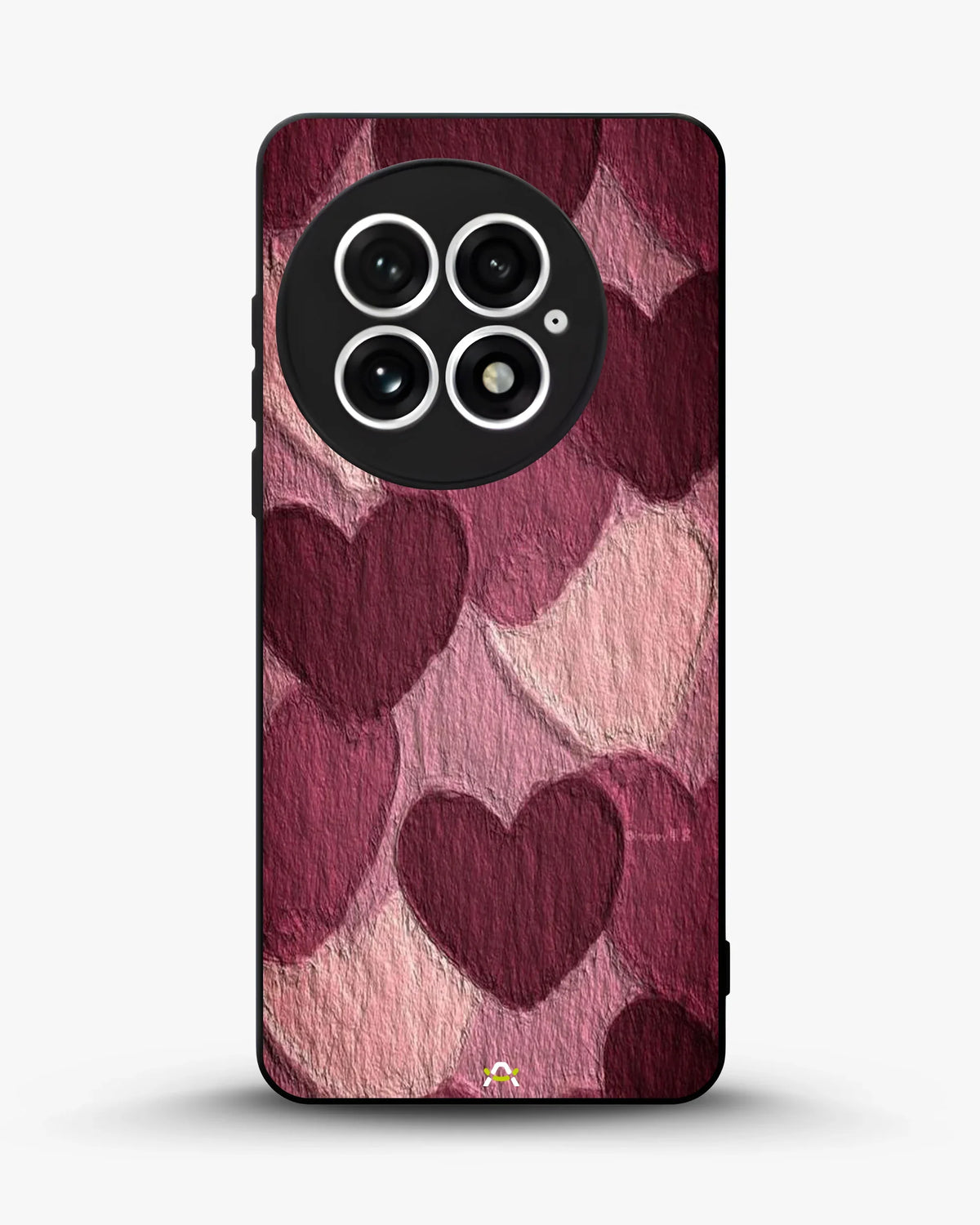 Hearts Pattern Phone Case - Textured Burgundy & Pink Print for iPhone, Samsung, Pixel, OnePlus & Vivo