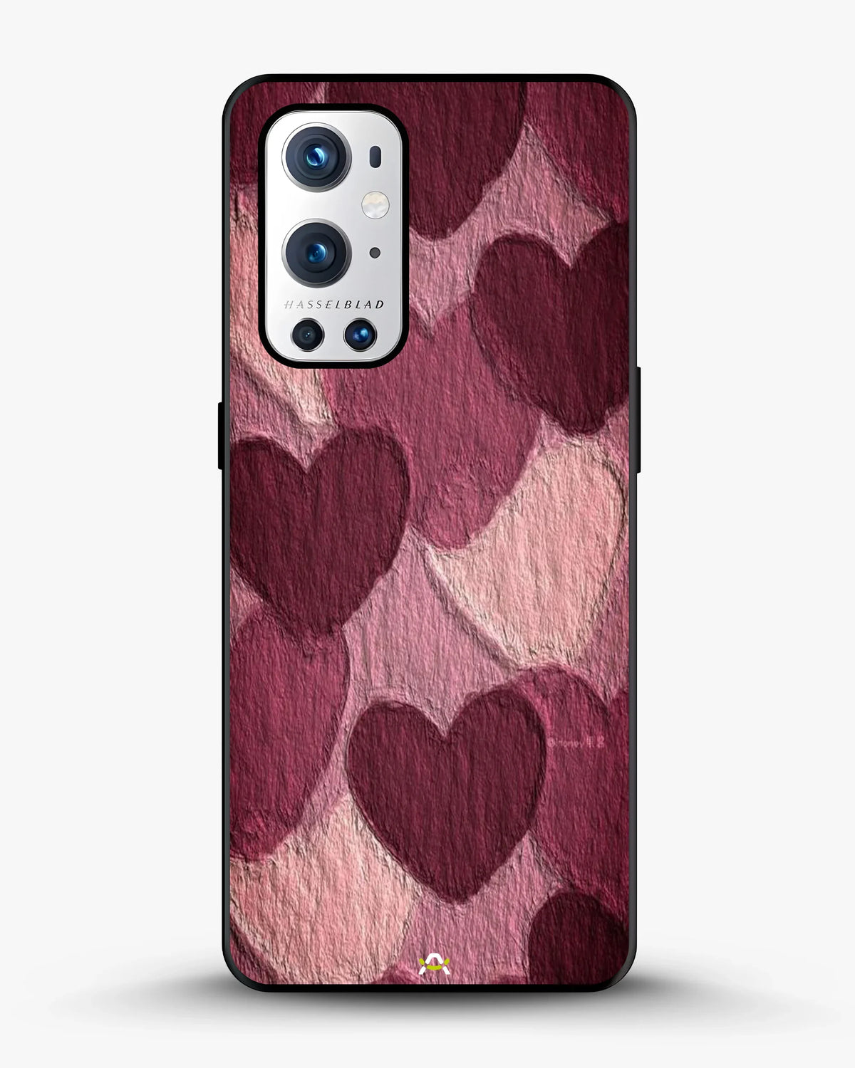 Hearts Pattern Phone Case - Textured Burgundy & Pink Print for iPhone, Samsung, Pixel, OnePlus & Vivo