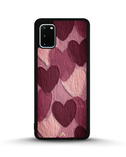 Hearts Pattern Phone Case - Textured Burgundy & Pink Print for iPhone, Samsung, Pixel, OnePlus & Vivo