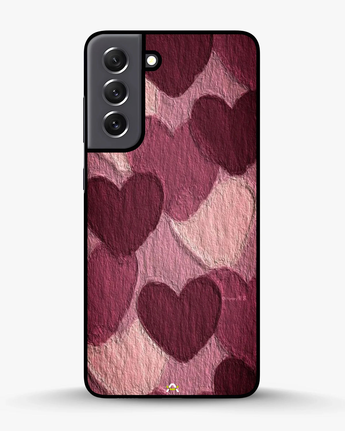 Hearts Pattern Phone Case - Textured Burgundy & Pink Print for iPhone, Samsung, Pixel, OnePlus & Vivo