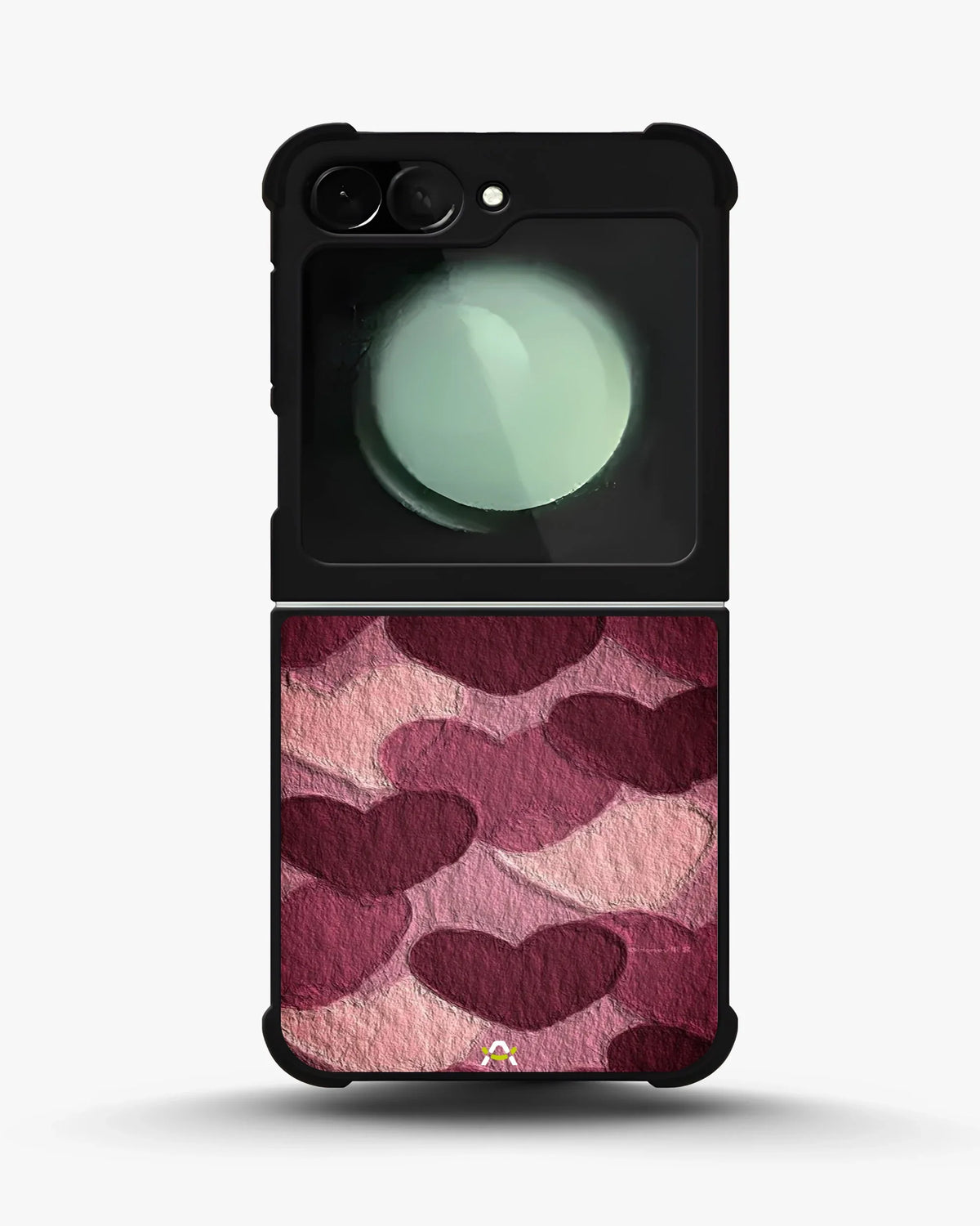 Hearts Pattern Phone Case - Textured Burgundy & Pink Print for iPhone, Samsung, Pixel, OnePlus & Vivo