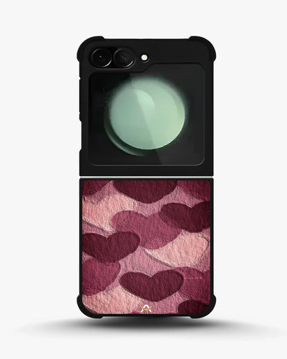 Hearts Pattern Phone Case - Textured Burgundy & Pink Print for iPhone, Samsung, Pixel, OnePlus & Vivo
