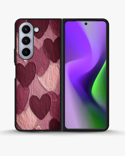 Hearts Pattern Phone Case - Textured Burgundy & Pink Print for iPhone, Samsung, Pixel, OnePlus & Vivo