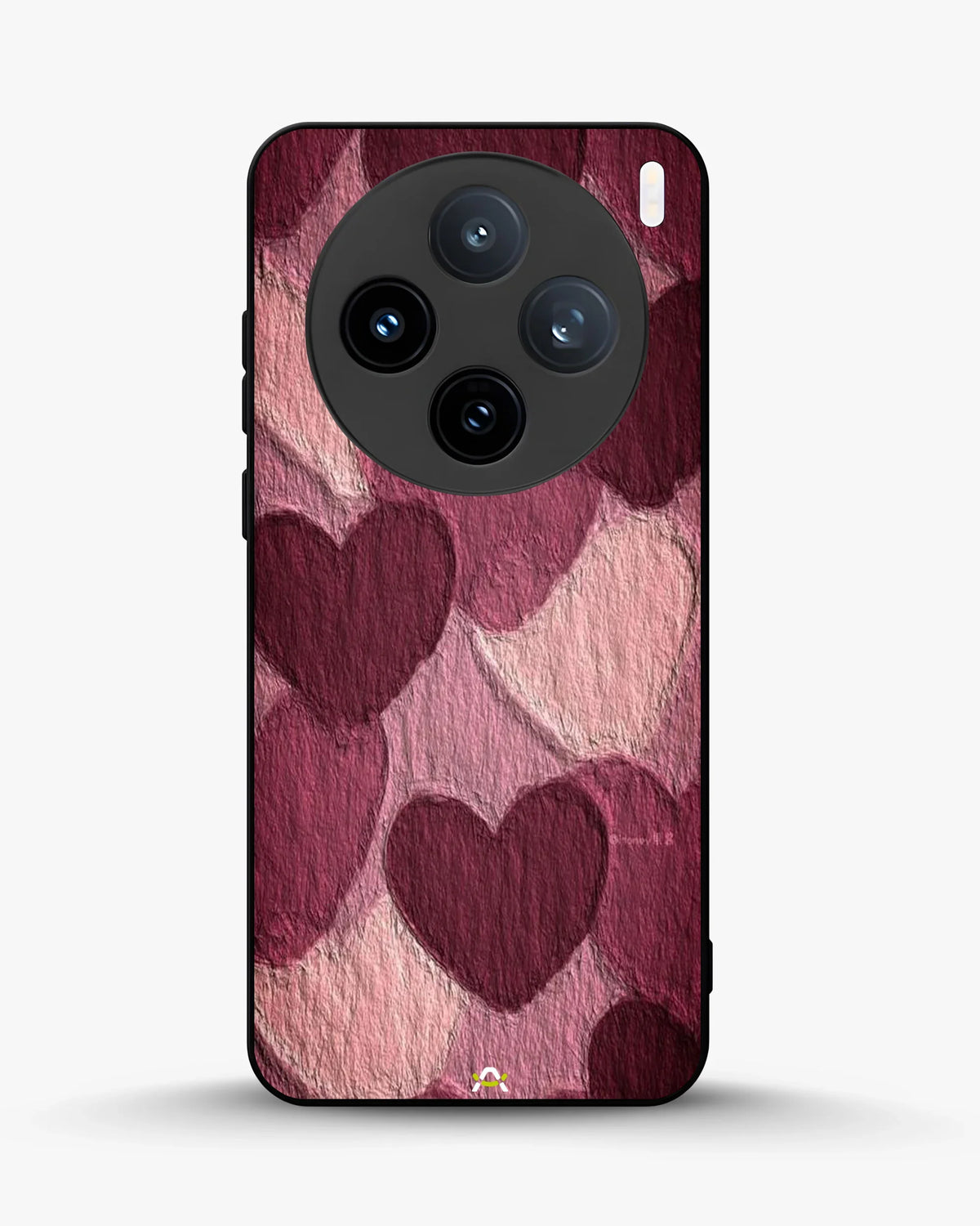 Hearts Pattern Phone Case - Textured Burgundy & Pink Print for iPhone, Samsung, Pixel, OnePlus & Vivo