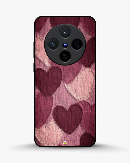 Hearts Pattern Phone Case - Textured Burgundy & Pink Print for iPhone, Samsung, Pixel, OnePlus & Vivo