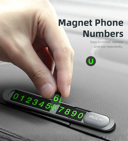 Magnetic Slide-to-Hide Temporary Parking Phone Number Plate (Metal)
