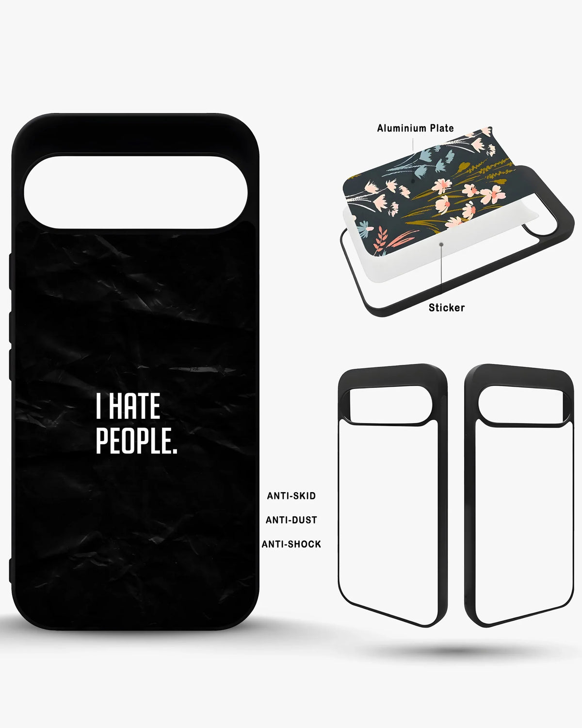I Hate People Phone Case - Dark Humor Statement Print for iPhone, Samsung, Pixel, OnePlus & Vivo